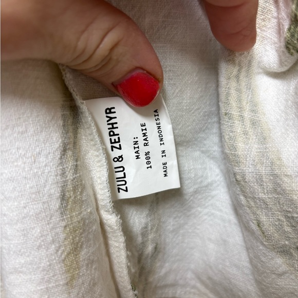 Zulu & Zephyr Ramie Boxy Cream & Green Leafy Canopy Blazer - Medium - Picture 6 of 8